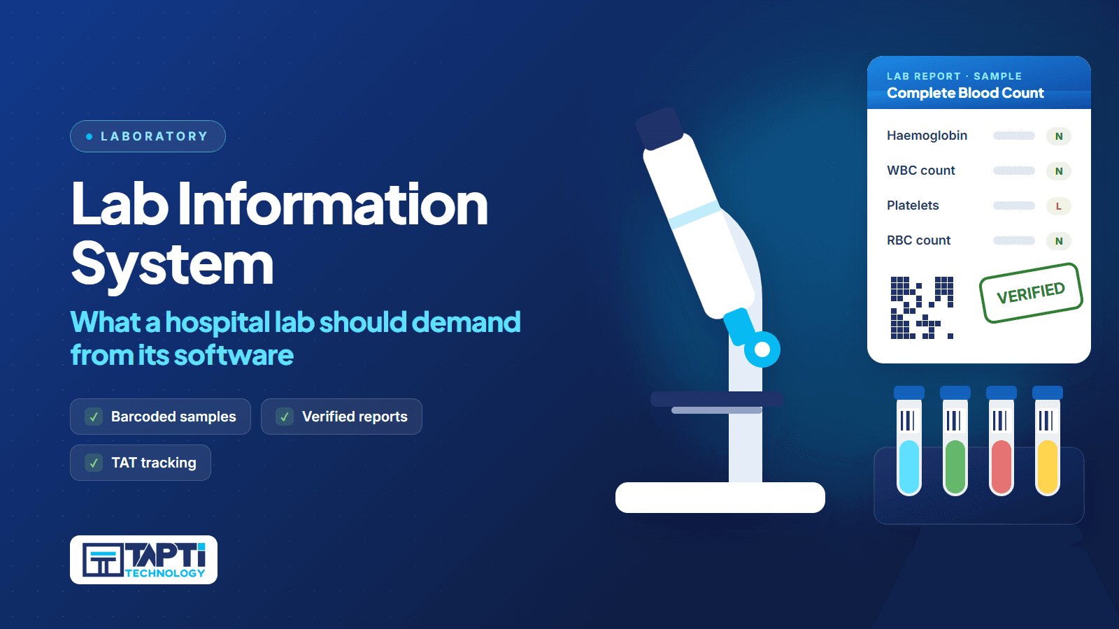 Laboratory information system: verified and signed lab report with sample data