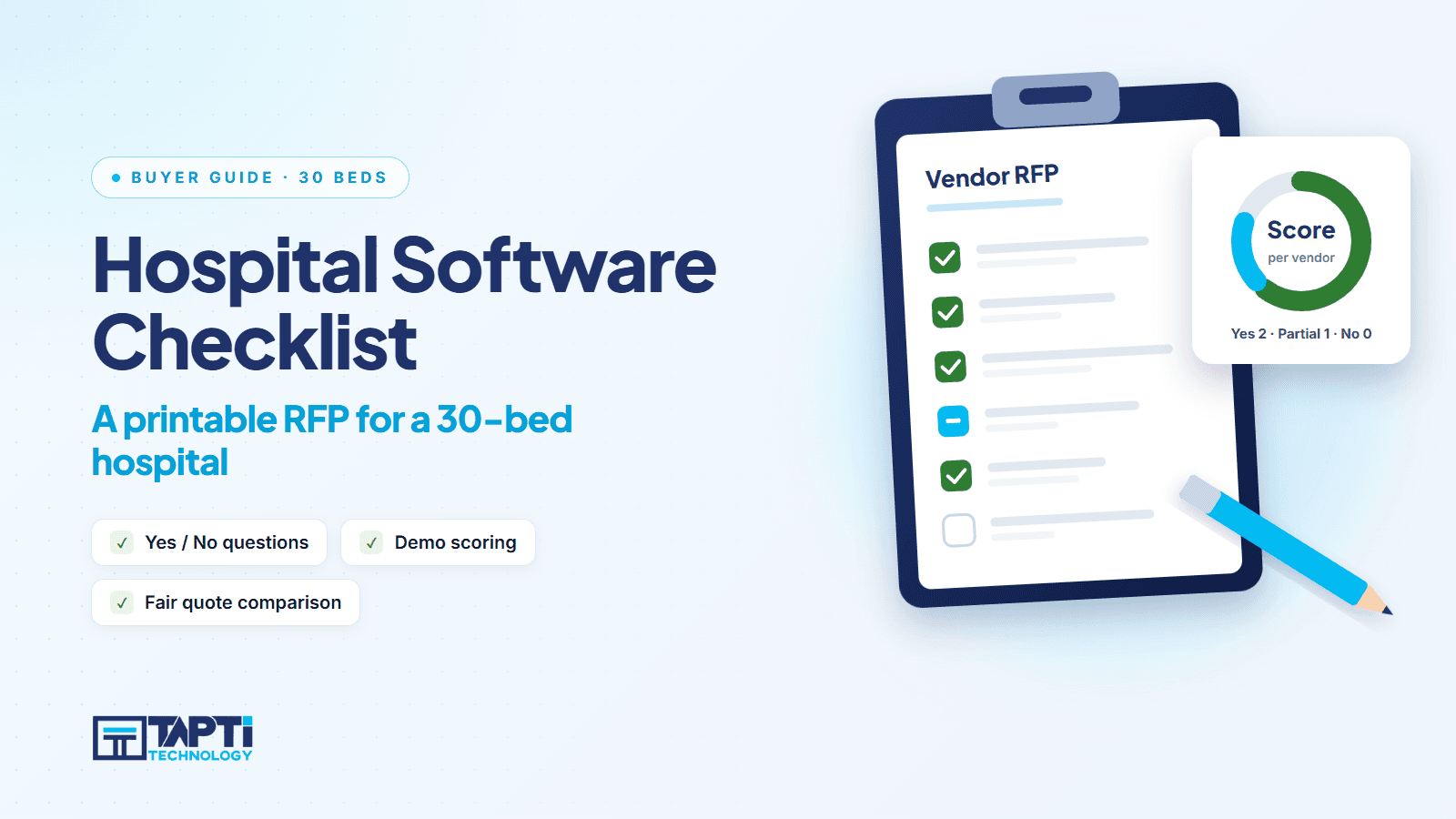 Hospital management software checklist: RFP demo scoring sheet for a 30-bed hospital
